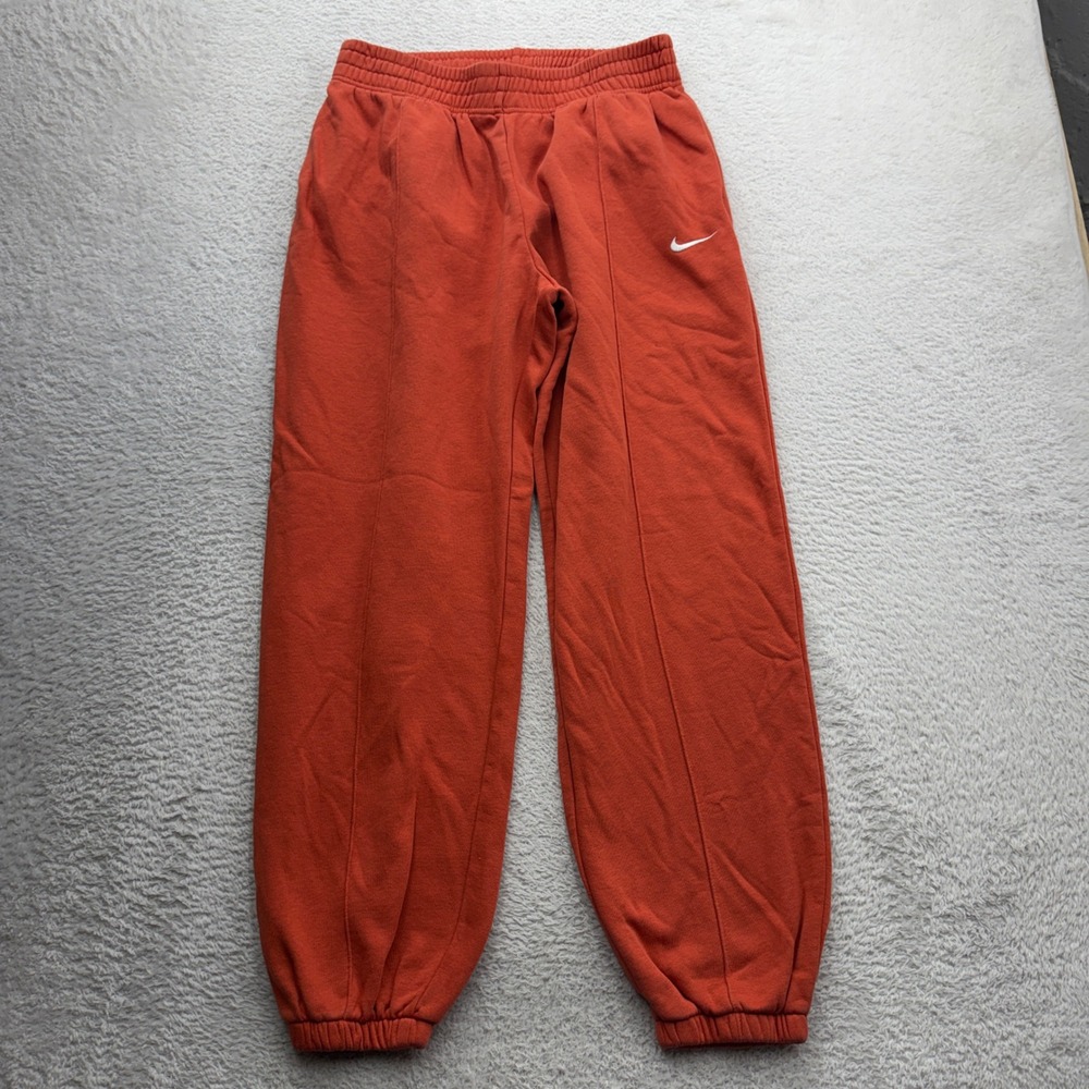 Nike Sportswear Essential Fleece Pintuck Jogger Sweatpants Burnt Orange Rust M